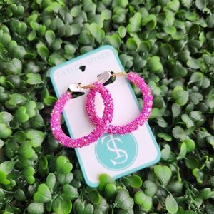 Sparkling Pink Hoop Earrings